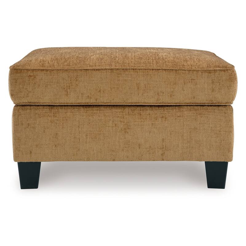 Erin Ottoman with Corner Block Frame, 33 Inch Light Brown Polyester