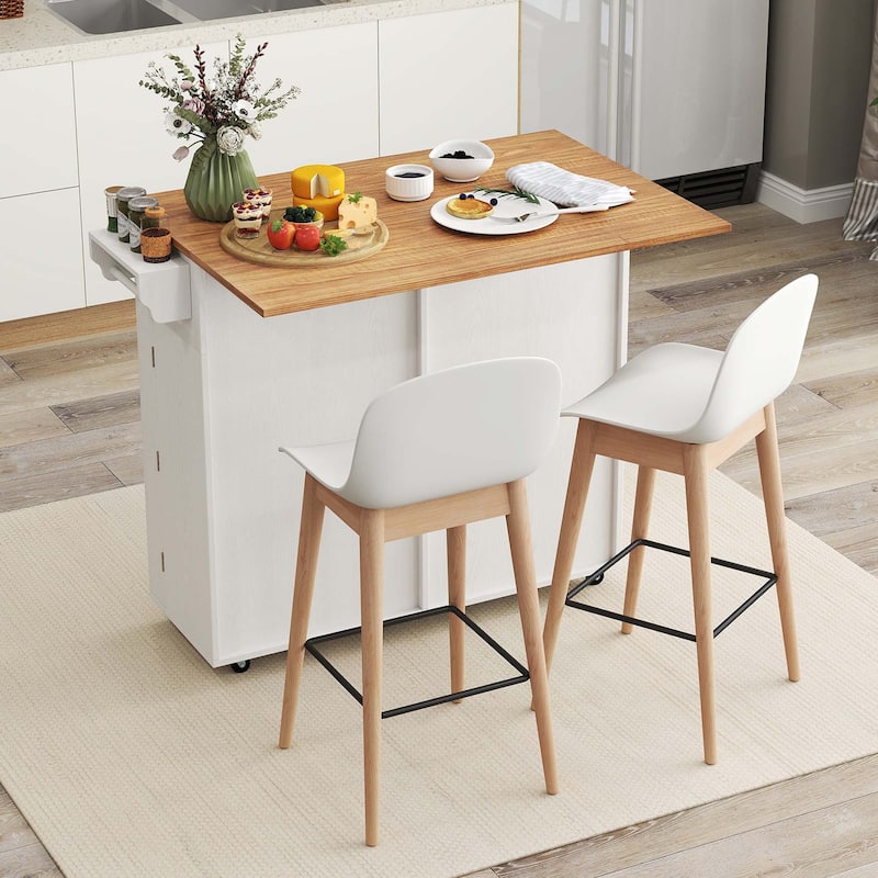 Costway Rolling Kitchen Island Kitchen Island Cart with Drop Leaf - See Details