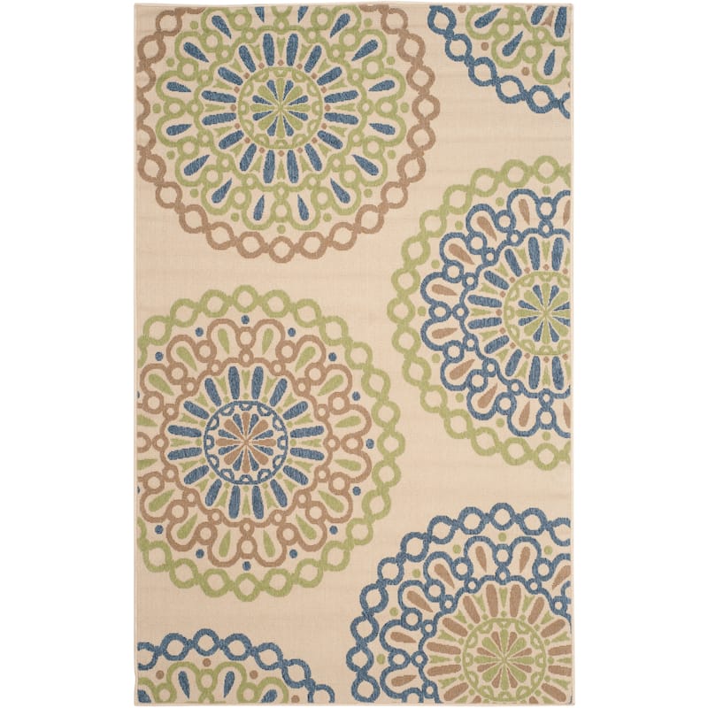 SAFAVIEH Veranda Felicija Indoor/ Outdoor Rug - 5' x 8' - Cream/Blue