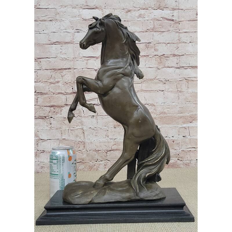Rearing Stallion Imitative Horse Bronze Sculpture Statue Equestrian Imitative Horses Decor Signed Original Art