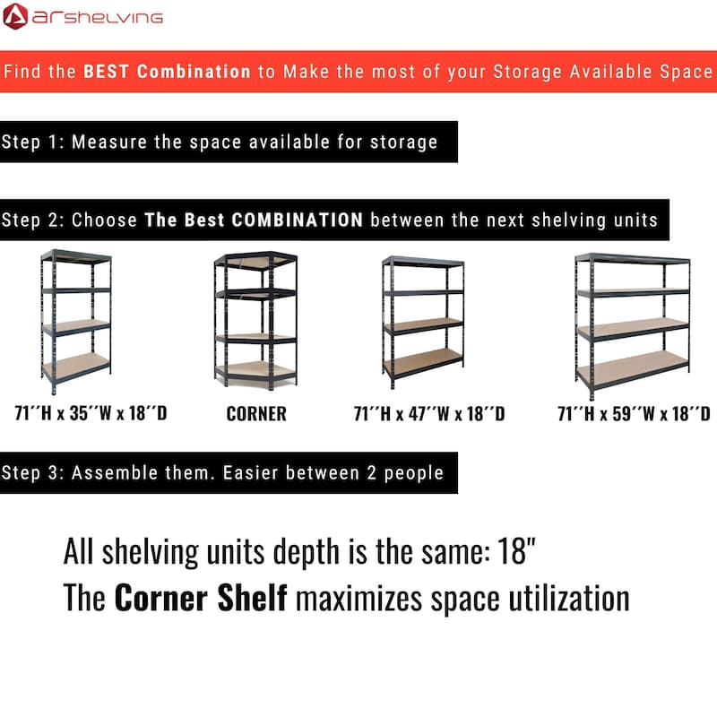 Ar Shelving Versatile Combinable Storage Collection for Garage, Home and Commercial