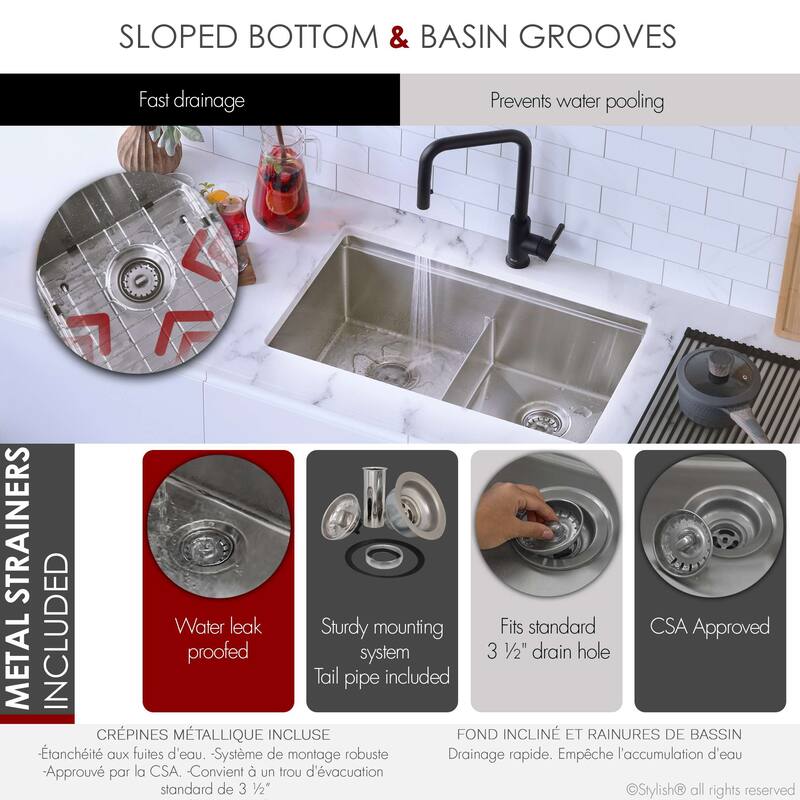 Dual-Mount Stainless Steel Workstation Kitchen Sink built in Accessories