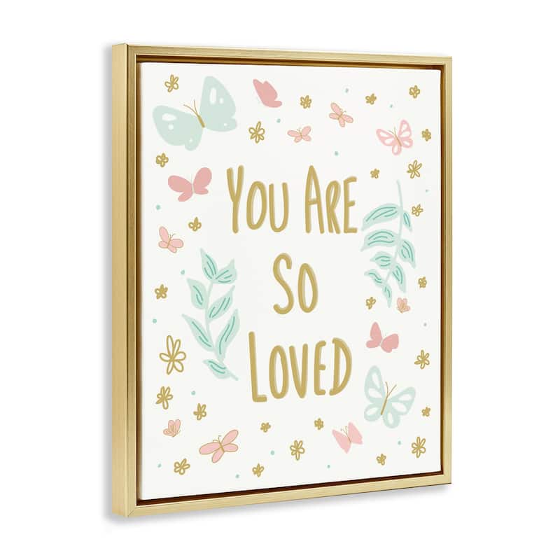 Stupell So Loved Uplifting Flowers Framed Floater Canvas Wall Art Design By Sweet Melody Designs