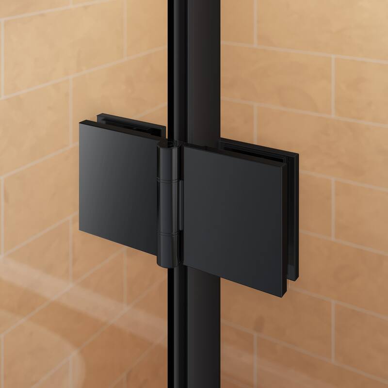 Elegant Bi-Fold Frameless Pivot Swing Shower Door Enclosure with Clear Glass Panel and Hardware Kit Reversible Installation