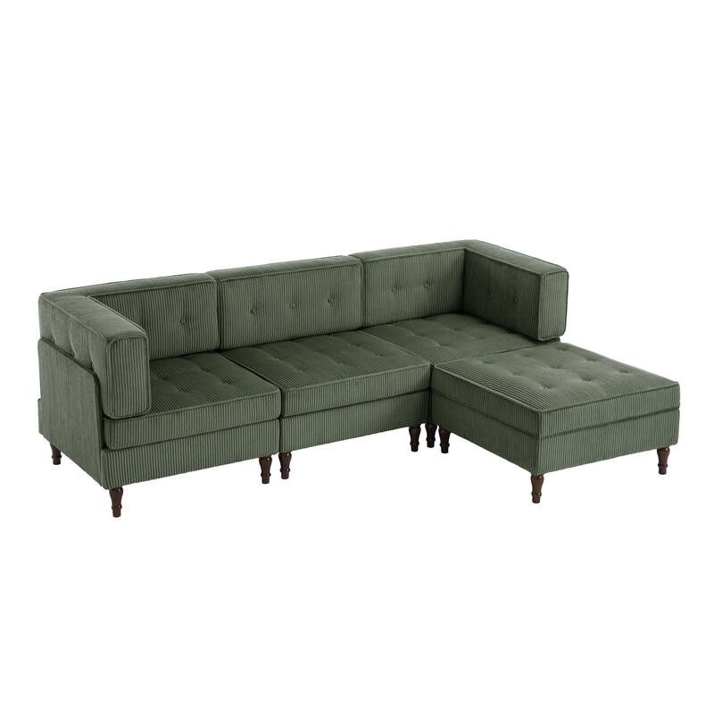 4-Piece 98" W Upholstered Modular Corduroy Sectional Sofa
