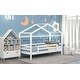 preview thumbnail 16 of 14, Twin Over Twin Bunk Bed with Roof, Slide & Ladder, Safe & Fun Design, White