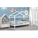preview thumbnail 15 of 13, Wood Bunk Bed with Roof, Slide and Ladder, White