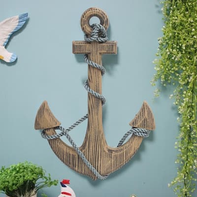 Ornamental Nautical Ship Anchor 24-inch Wood Wall Decoration