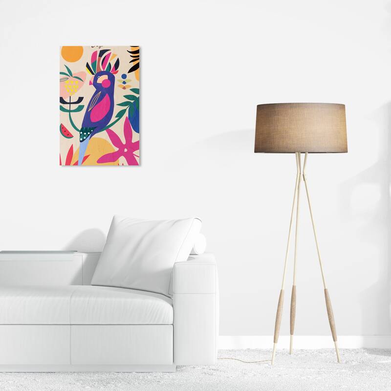 Wynwood Studio Canvas Animals Colourful Parrot Blue and Hot Pink Tropical Wall Art Canvas Print - 24 x 16