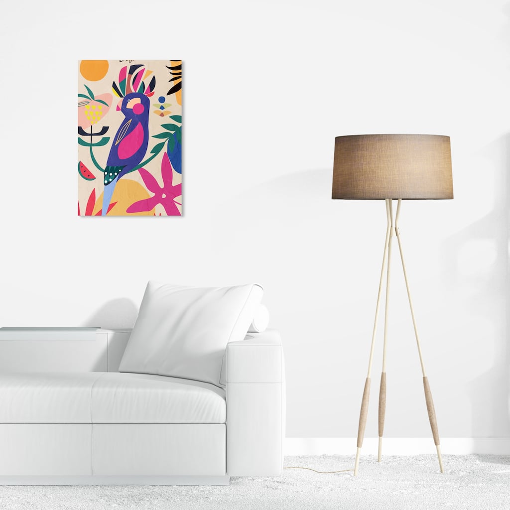 Wynwood Studio Canvas Animals Colourful Parrot Blue and Hot Pink Tropical Wall Art Canvas Print