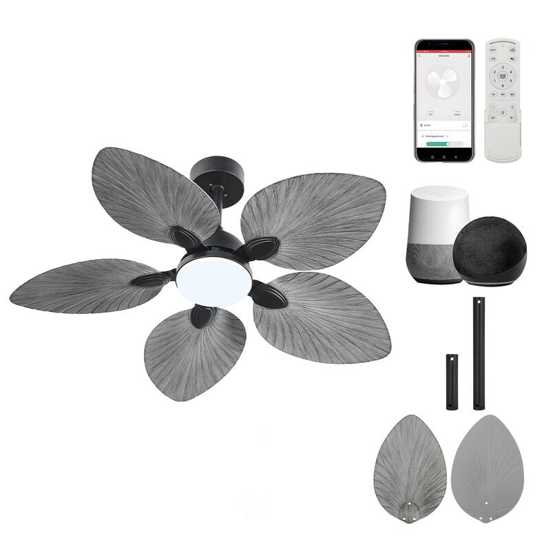 Moasis 42 Inch 5 Blades Tropical Palm Ceiling Fans with Lights and Remote Control