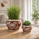 preview thumbnail 11 of 80, Decorative Floral Ceramic Chinoiserie Round Planter - Set of 2