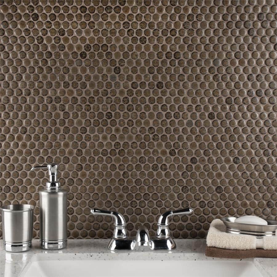 Merola Tile Hudson Penny Round Brownstone 11-7/8" x 12-5/8" Porcelain Floor and Wall Tile