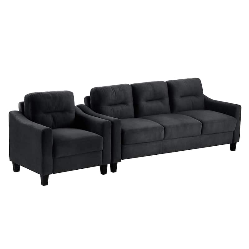 76" Black 3 Seater Couch Comfortable Sectional Couches and Sofas for Living Room