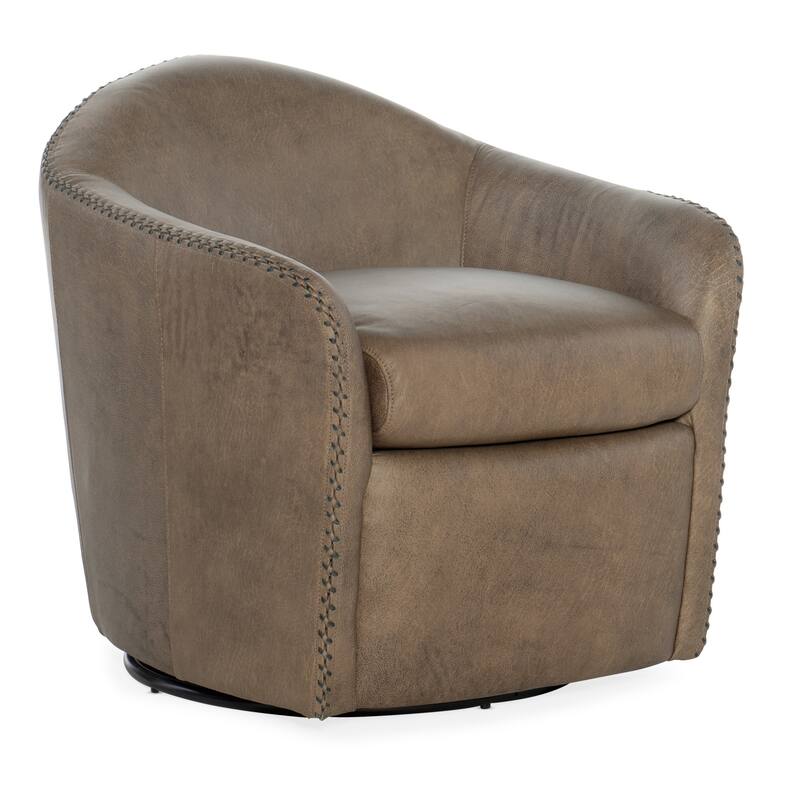 Hooker Furniture CC533-SW Roper 29" Wide Swivel Leather Accent Chair - Big Top Dark Taupe