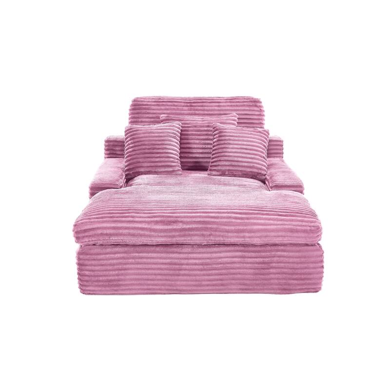 Modern Upholstered Chaise Lounge Sofa for Living Room Office, 75" Oversized Leisure Sofa 2 Seat Sleeper Couch with Pillows