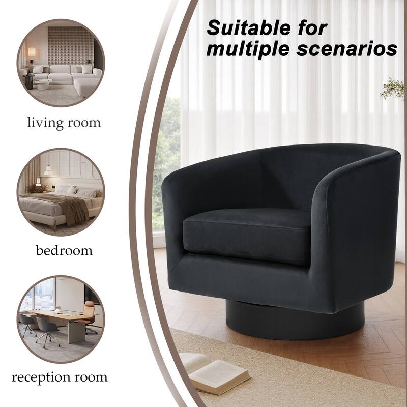 UIXE 360° Swivel Barrel Accent Chair Velvet Armchair For Living Room