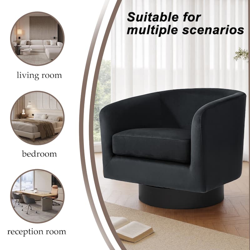 UIXE Set of 2 Swivel Barrel Accent Chair Velvet Armchair For Living Room