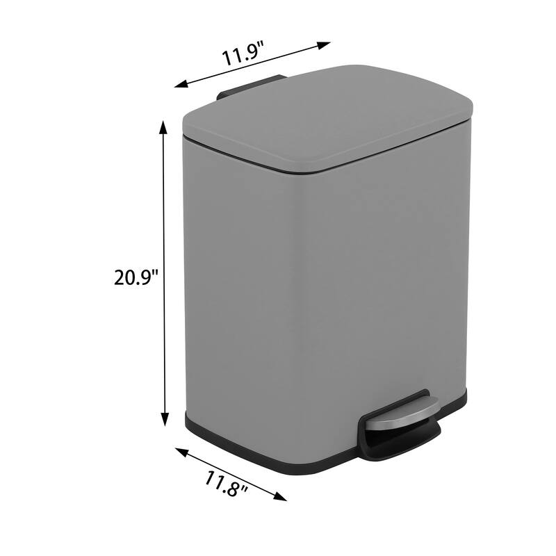 Innovaze 5.3 Gal./20 Liter Rectangular Stainless Steel step-on Trash Can for kitchen
