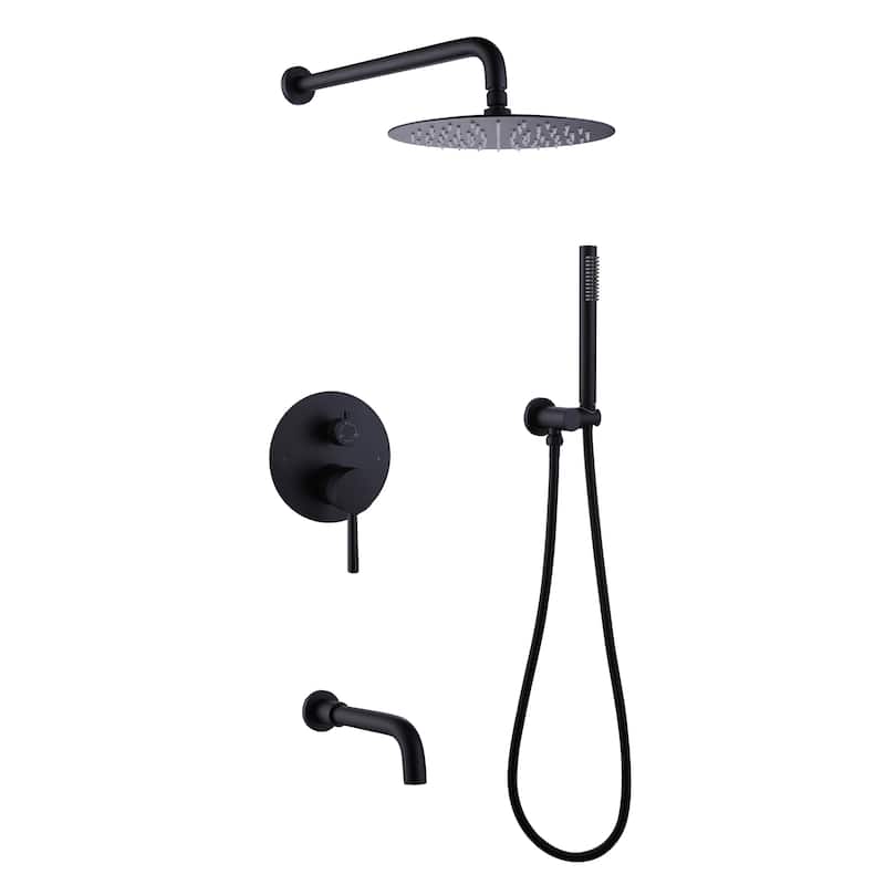 Complete Pressure Balanced Rain Shower System with Tub Spout