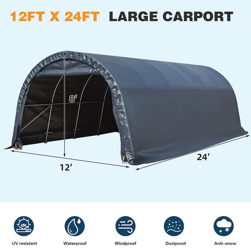 Outdoor Storage Shed and Carport Canopy: Portable Shelter for Bikes, Motorcycles, and Garden Storage