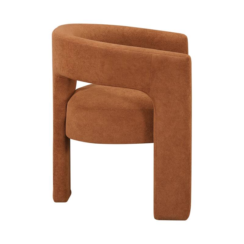 Modern Luxury Dining Furniture Elegant Side Chairs Set of 2 Orange Fabric Soft Boucle Plush Upholstery Comfortable
