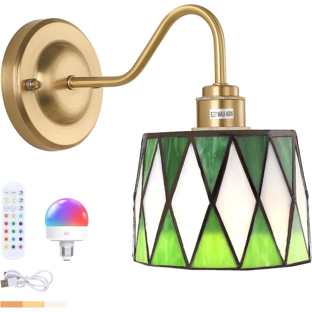 Led bedroom light green checker wall light glass hallway light