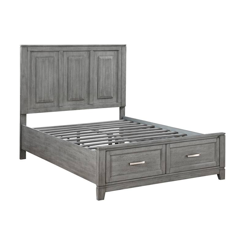 Gray Finish 3pc Bedroom Set Platform Storage Bed and Two Nightstands
