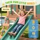 preview thumbnail 7 of 10, EROMMY 4‑in‑1 Outdoor Playset – Wood Swing Set with Slide, Climbing Wall & Adjustable Swings, Backyard Playground for Kids