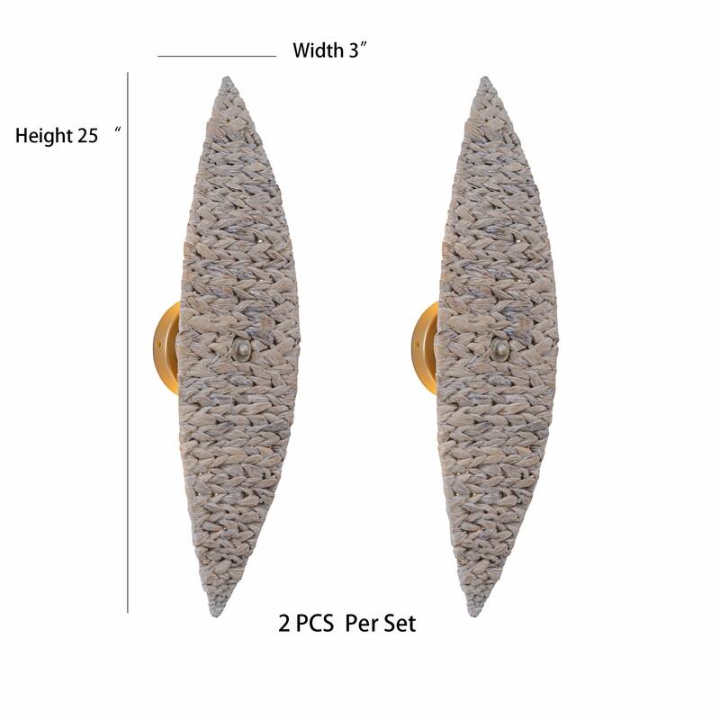 Ele 2-Light Modern Coastal Natural Rattan Sconce (2 Pack)