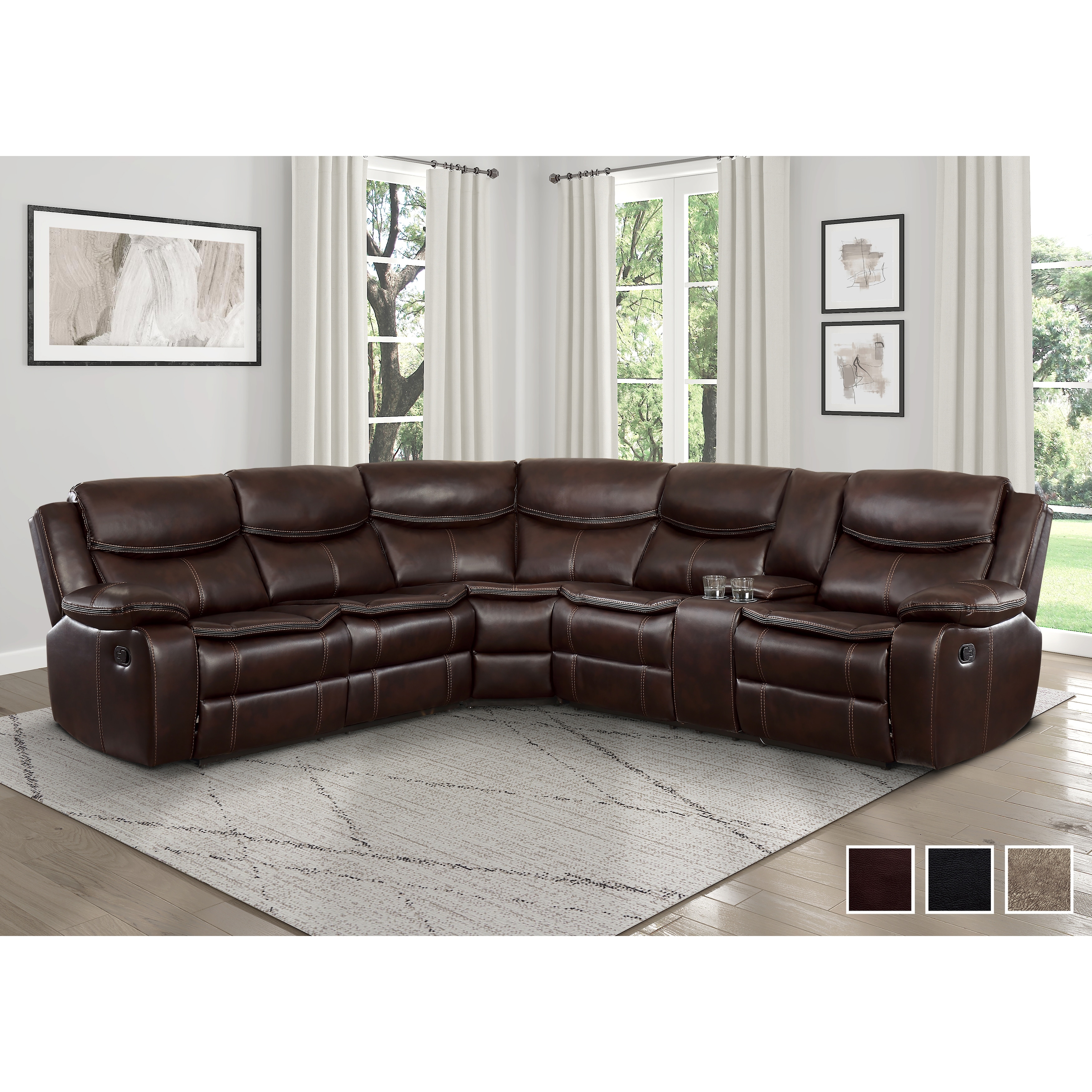 Ember Reclining Sectional Sofa with Console