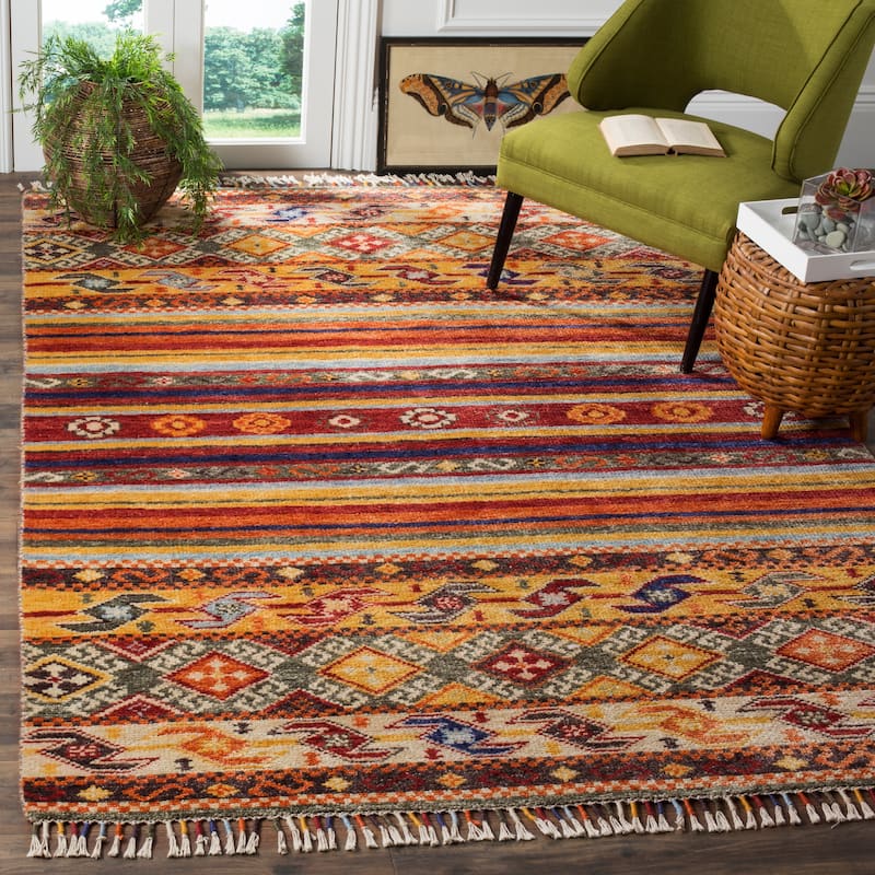 SAFAVIEH Hand-knotted Nomad Adilia Southwestern Tribal Wool Rug - 9' x 12' - Multi