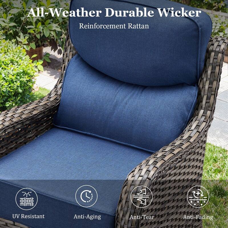Outdoor Swivel Chairs with 6-Inch Thick Cushions for Garden