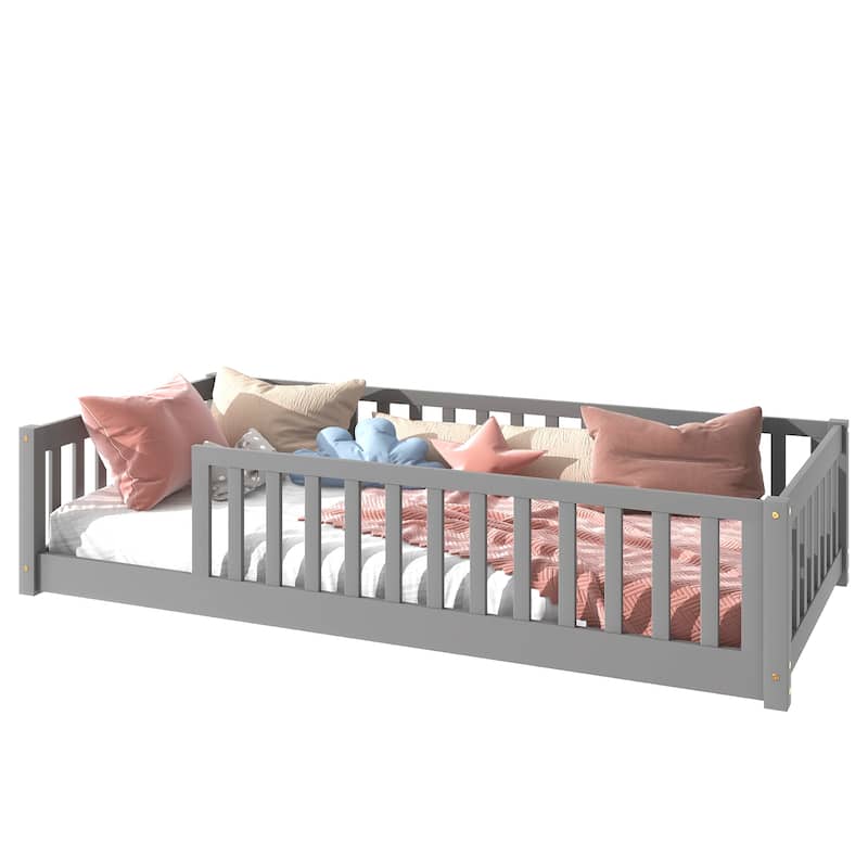 Floor Platform Bed With Fence Without Door