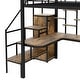 preview thumbnail 26 of 34, Full Size Metal Loft Bed with Storage Staircase, Small Wardrobe, and Desk