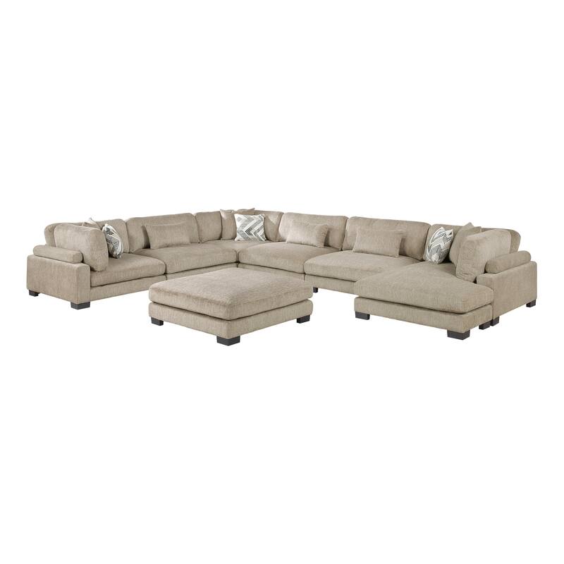 Abbeville Microfiber 7-Piece Modular Sectional with Chaise and Ottoman - Brown