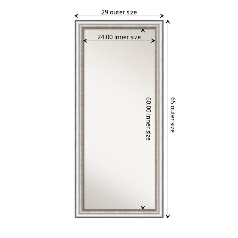 Non-Beveled Wood Full Length Floor Leaner Mirror - Salon Silver Frame - Salon Silver - Outer Size: 29 x 65 in