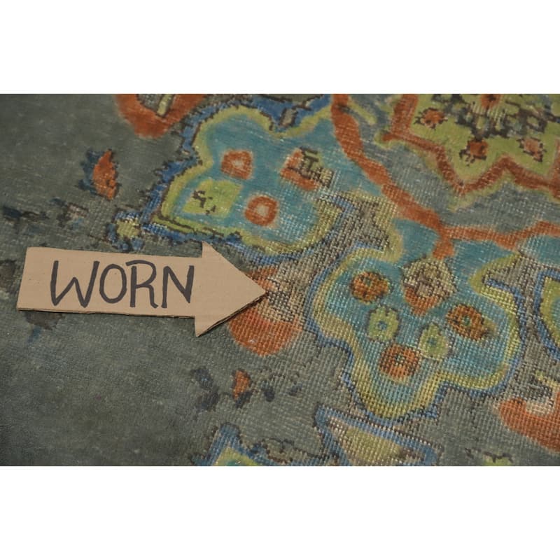 Hand Knotted Oriental 100% Wool Carpet Traditional Medallion Greys & Charcoal Tabriz Area Rug - 9' 7'' X 6' 7''