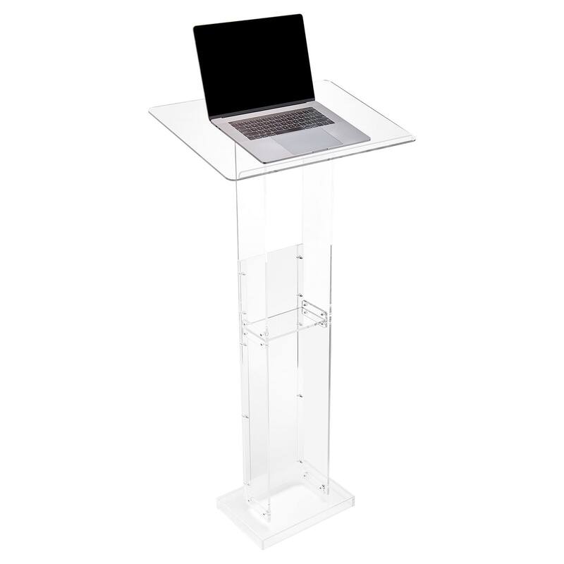 50-Inch Podium Stand with Storage Shelf and Book Stopper