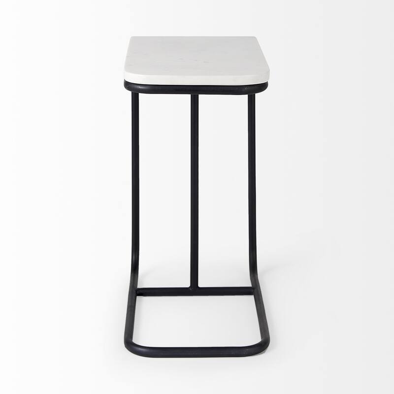 HomeRoots 23" Black And White Marble and Metal C Table End Table - 20' X '23' X '12