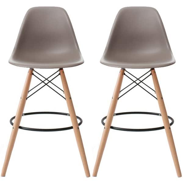 Shop 2xhome Set Of 2 25 Designer Eiffel Chairs Counter Stools With Backs Side Molded Shell Kitchen Office Dining Dowel Bar Patio On Sale Overstock 17632557