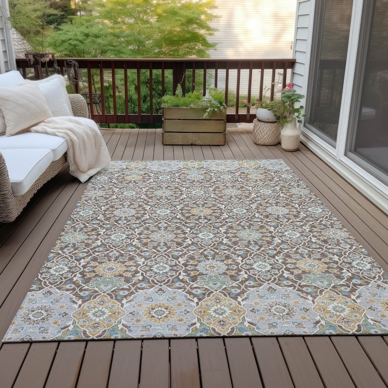 Machine Washable Indoor/Outdoor Traditional Masters Chantille Rug - Chocolate - 3' x 5'