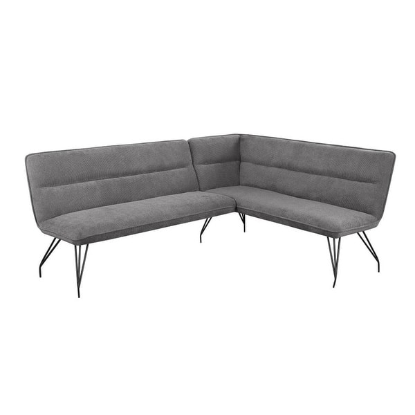 slide 2 of 5, Fabric Upholstered L-Shaped Nook Dining Bench in Grey and Black Grey/Black - Single