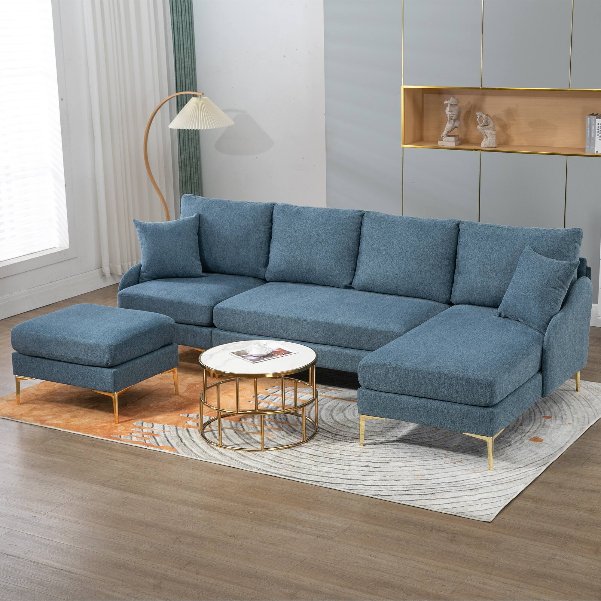 Modern UShaped 4Seat Reversible Sectional Sofa, can be configured for