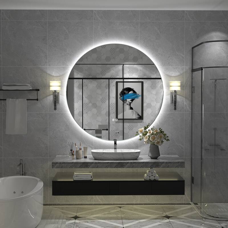 UL Certified Multiple shapes Frameless Anti-Fog 3 Colors Dimmable LED Backlit Wall Bathroom Vanity Mirror