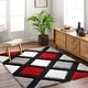 preview thumbnail 7 of 10, Livabliss Bologna Casual Trellis Plush Area Rug 5' 3" x 7' - Black/Red