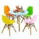preview thumbnail 1 of 8, Gymax 5 PC Kids Colorful Round Table Chair Set w/ 4 Armless Chairs - See Details Blue, Green, Pink, Yellow, Orange - See Details