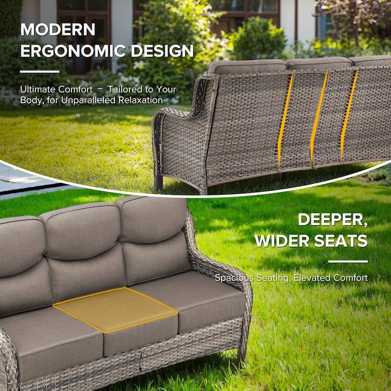 Gymojoy 72'' 3-Seat Outdoor Durable Sofa with 6-Inch Ultra-Plush Cushions & Water-Resistant Olefin Fabric