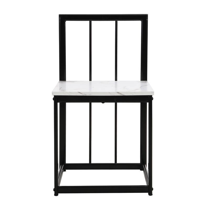 Mid-Century 7-Piece Dining Table Set for 6 People, Kitchen Dining Room Table Set with Faux Marble Dining Table and 6 Chairs