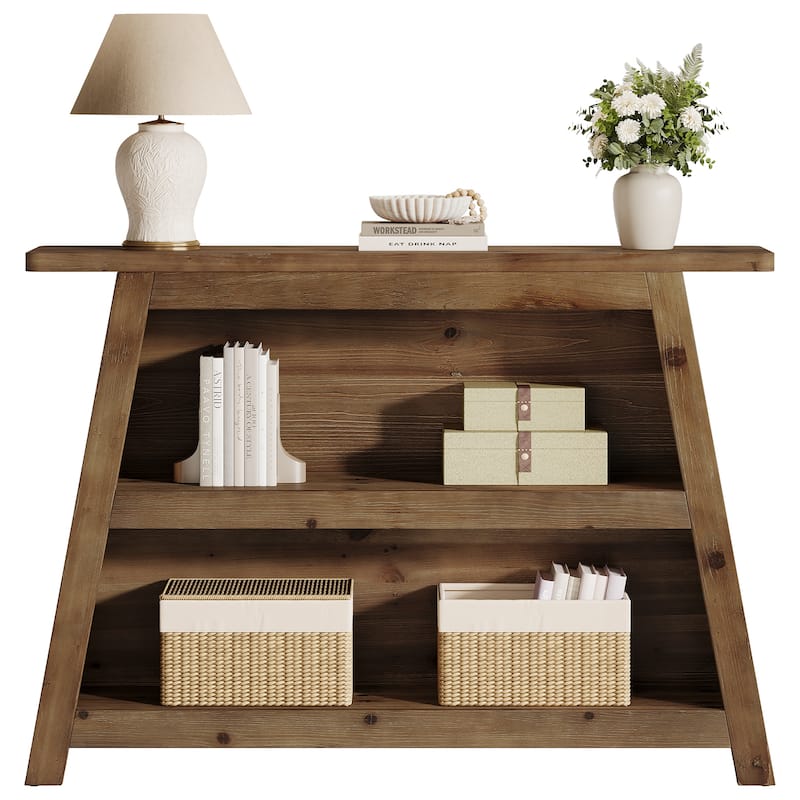 Solid Wood Console Table, Entryway Table with Storage Shelves, Sofa Table for Hallway, Living Room, Foyer, Entrance